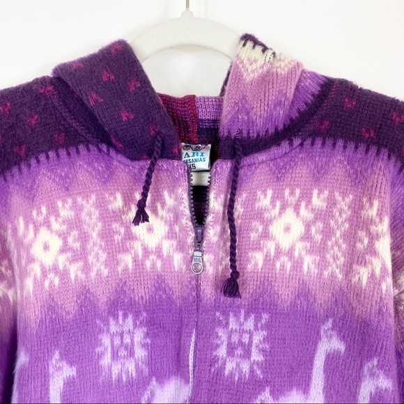 Yari Artesanias Wool Zip Up Hooded Jacket Purple Size XS - Picture 2 of 9